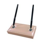 White Latte Bonded Leather Double Pen Stand